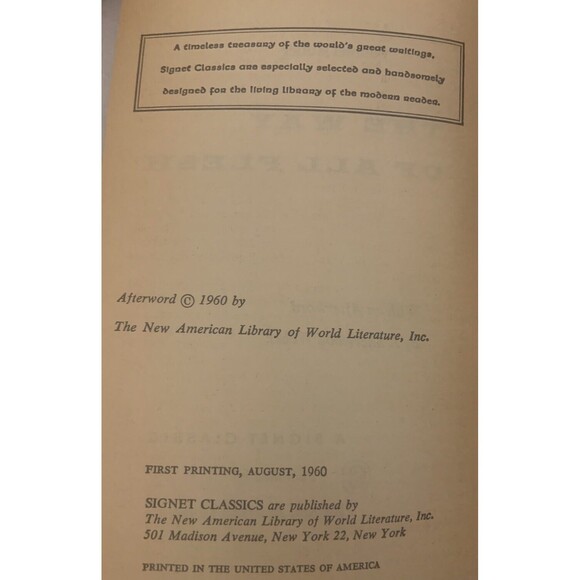 The Way of All Flesh by Samuel Butler PB 1960 First  Vintage Signet Printing - Picture 4 of 4